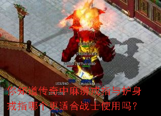 你知道传奇中麻痹戒指与护身戒指哪个更适合战士使用吗? 你知道传奇中麻痹戒指与护身戒指哪个更适合战士使用吗?