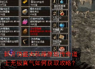 新开仿盛大私服原始传奇道士无极真气如何获取攻略? 新开仿盛大私服原始传奇道士无极真气如何获取攻略?