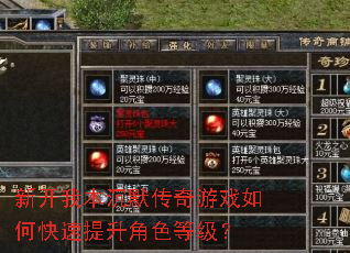 新开我本沉默传奇游戏如何快速提升角色等级? 新开我本沉默传奇游戏如何快速提升角色等级?
